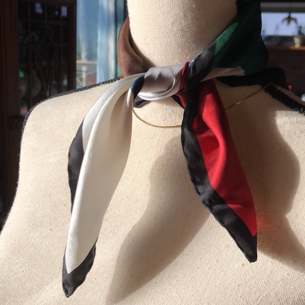 Vintage All Silk Color block Scarf by Dumont - Picture 7 of 9